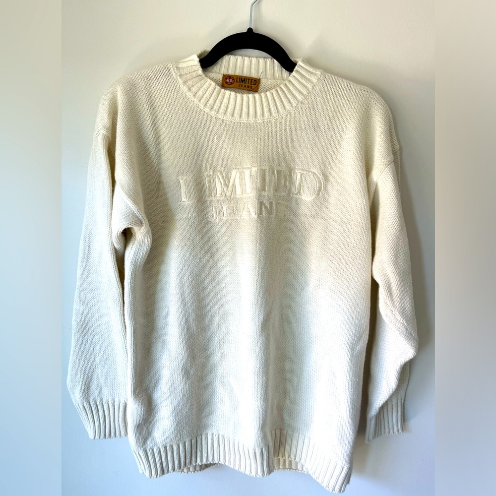 Vintage Limited Jeans White Knit Type Sweater Medium